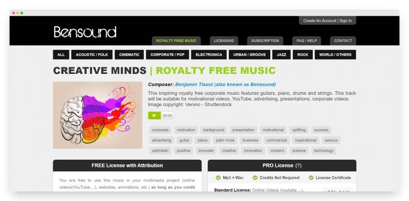 Bensound | 非盈利免费音乐素材库-Boss设计