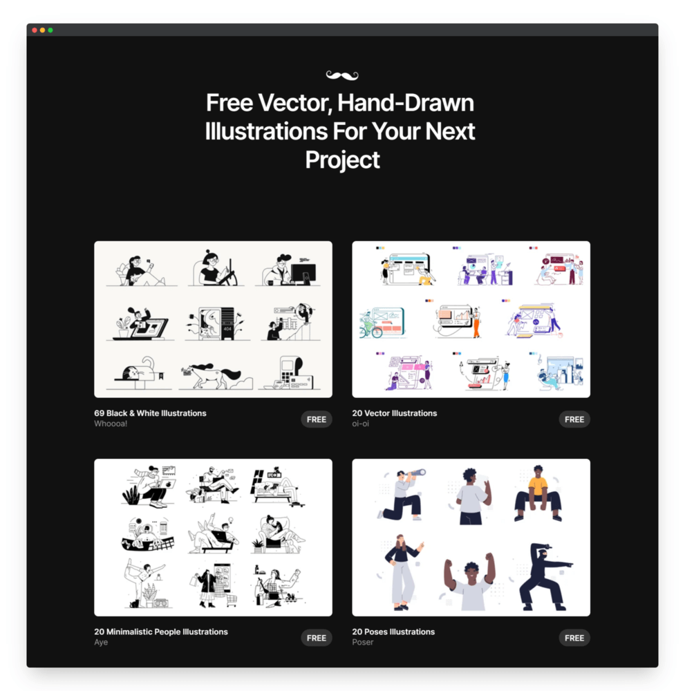FreeIllustrations | 免费开源的手绘插图资源-Boss设计