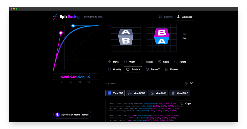 EpicEasing | CSS 动画曲线效果生成器-Boss设计